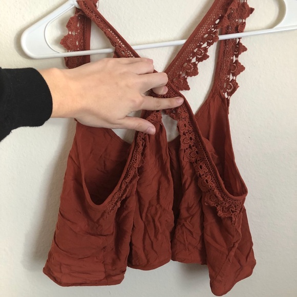 Forever 21 Rust Crochet Cross Crop Top medium - Picture 5 of 6